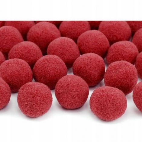 Pompony pluszowe PartyDeco 2cm Czerwone, 20szt